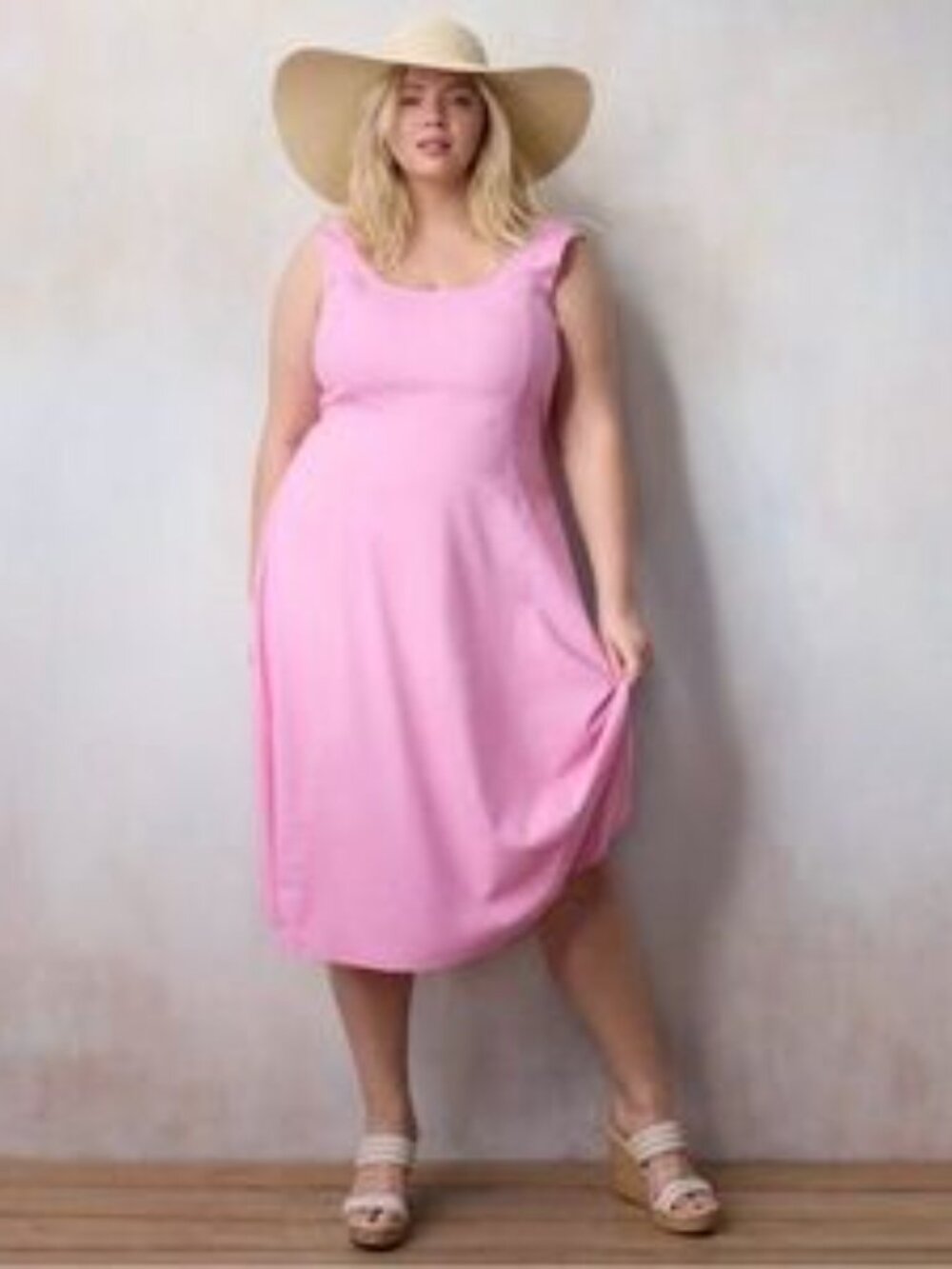 LC Lauren Conrad Pink Midi Length Tie Back Dress Size Medium